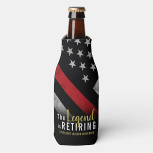 Fireman Retirement Party Red Line Flag Firefighter Bottle Cooler