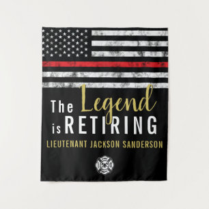 Fireman Retirement Party Red Line Flag Firefighter Tapestry