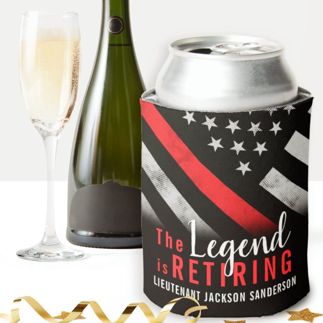 Fireman Retirement Red Line Flag Firefighter Can Cooler (Creator Uploaded)