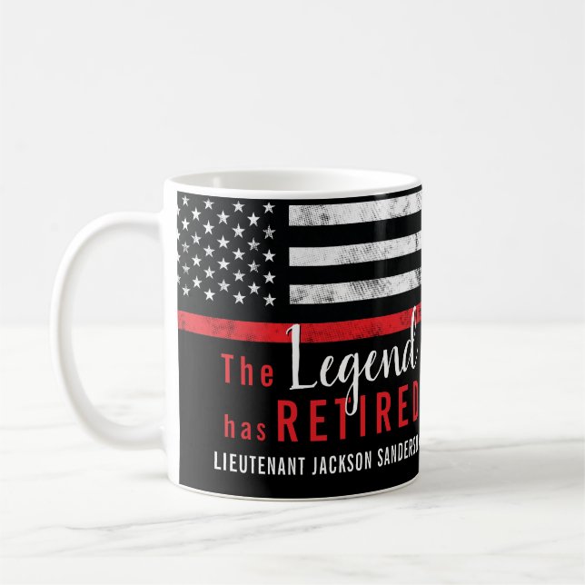 Fireman Retirement Red Line Flag Firefighter Coffee Mug (Left)