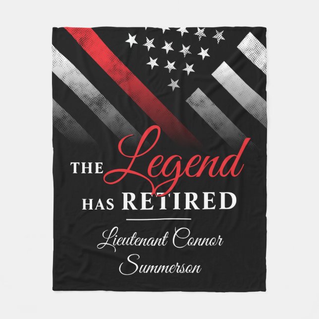 Fireman Retirement Red Line Flag Firefighter Fleece Blanket (Front)