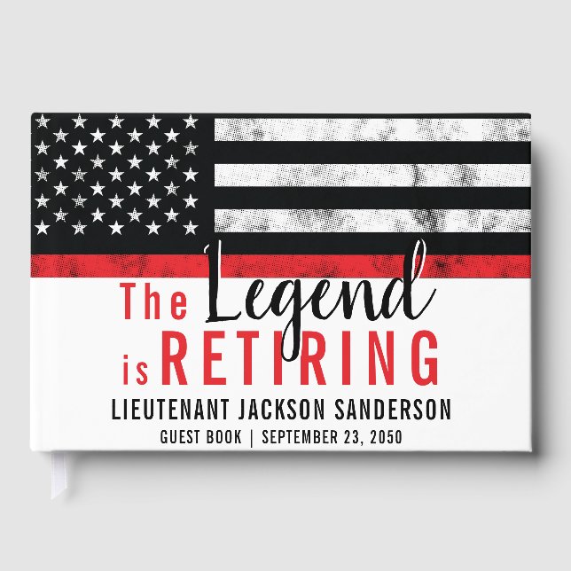Fireman Retirement Red Line Flag Firefighter Guest Book (Front)
