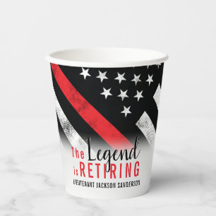 Fireman Retirement Red Line Flag Firefighter Paper Cups
