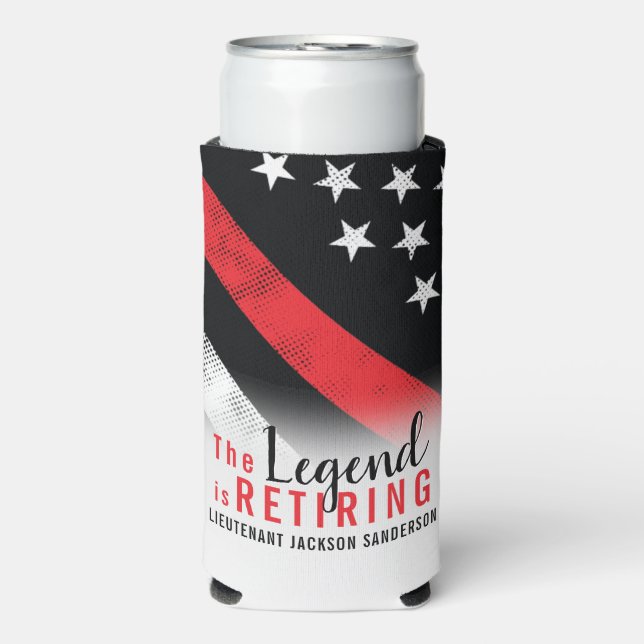 Fireman Retirement Red Line Flag Firefighter Seltzer Can Cooler (Seltzer Front)