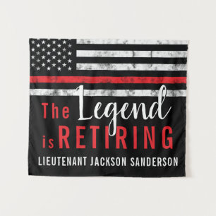 Fireman Retirement Red Line Flag Firefighter Tapestry
