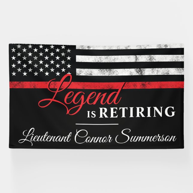 Fireman Retirement Thin Red Line Flag Firefighter Banner (Horizontal)
