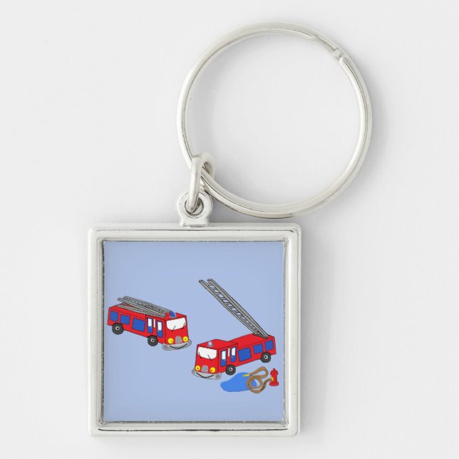 Fireman’s Red Fire Trucks Key Ring (Front)