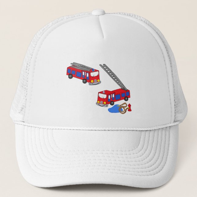 Fireman’s Red Fire Trucks Trucker Hat (Front)