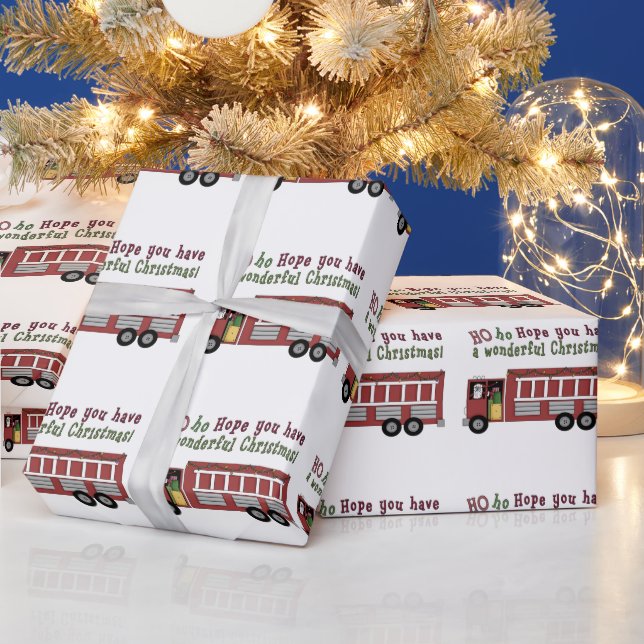 Fireman Santa Holiday wrapping paper (Holidays)