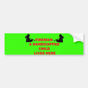 Fireman Save Handicapped Child Bumper Sticker