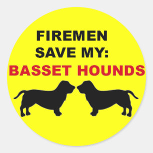 Fireman Save My Basset Hounds Classic Round Sticker