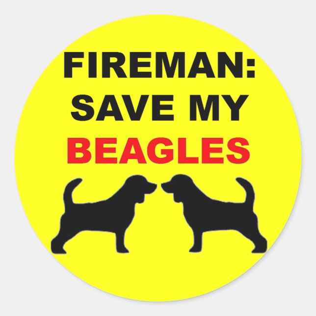 Fireman Save My Beagles Classic Round Sticker (Front)