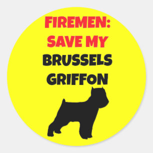 Fireman Save My Brussels Griffon Classic Round Sticker