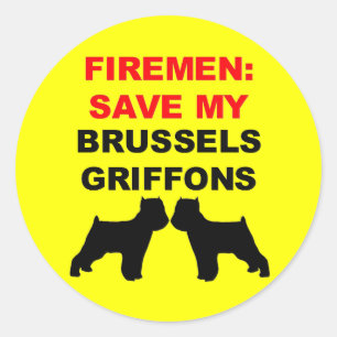 Fireman Save My Brussels Griffons Classic Round Sticker