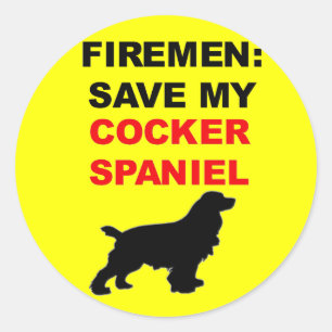 Fireman Save My Cocker Spaniel Classic Round Sticker