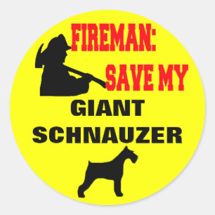 Fireman Save My Giant Schnauzer Classic Round Sticker