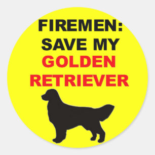 Fireman Save My Golden Retriever Classic Round Sticker