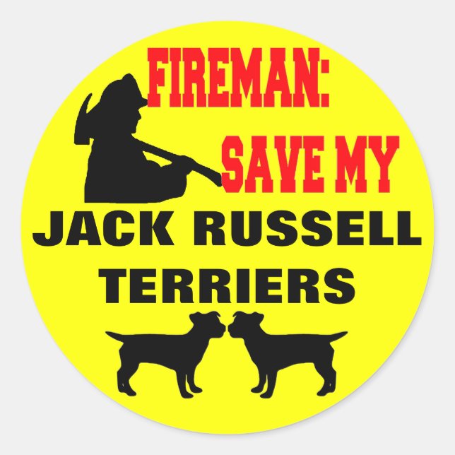 Fireman Save My Jack Russell Terriers Classic Round Sticker (Front)