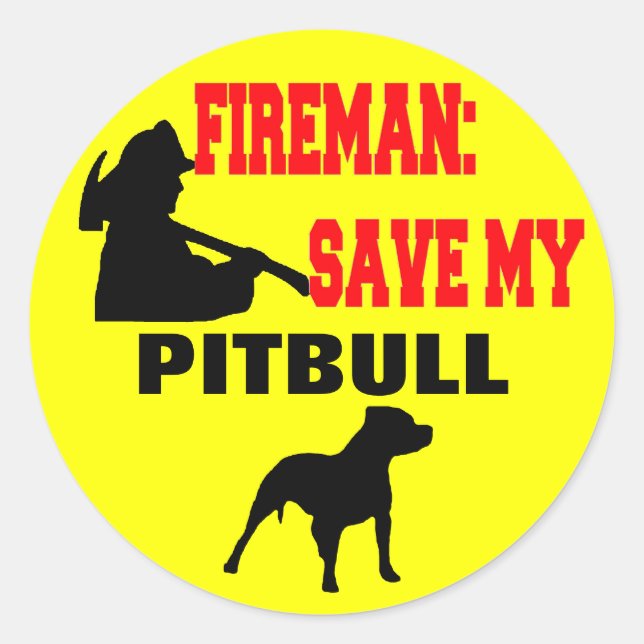 Fireman Save My Pitbull Classic Round Sticker (Front)