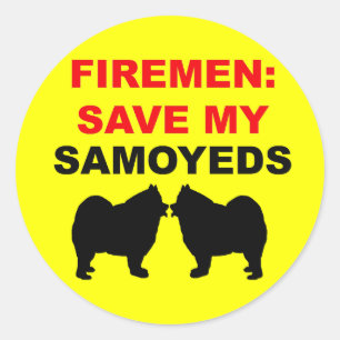 Fireman Save My Samoyeds Classic Round Sticker