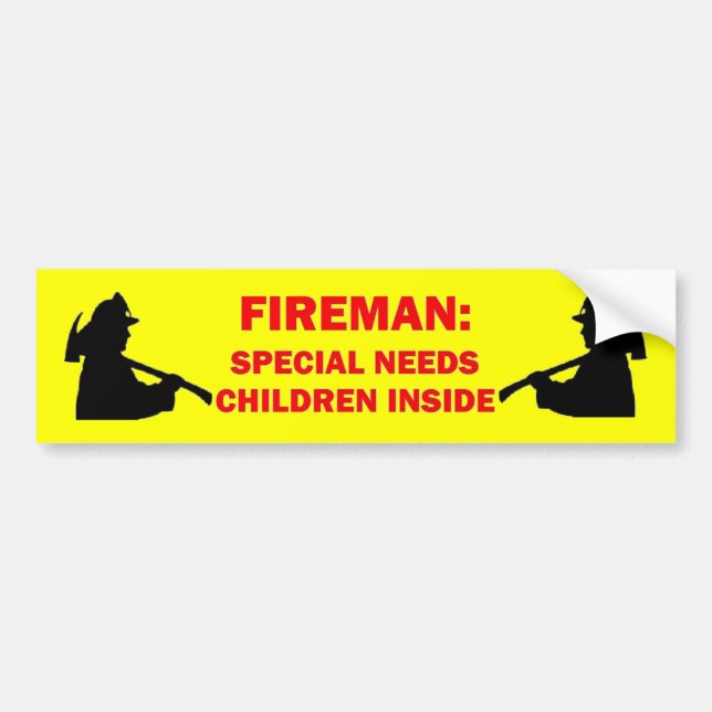 Fireman Save My Special Needs Fire Safety Bumper Sticker (Front)