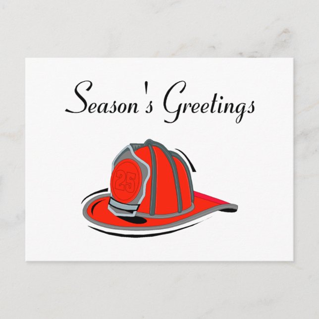 Fireman Seasons Greetings Holiday Postcard (Front)
