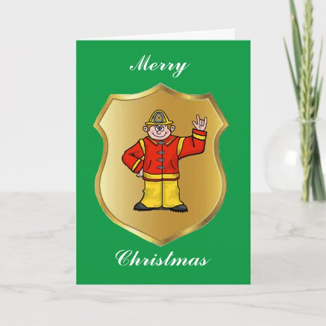 Fireman Sign Language Christmas Card (Front)