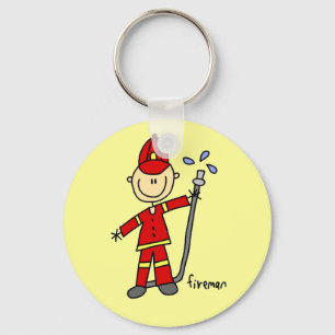 Fireman Stick Figure Key Ring