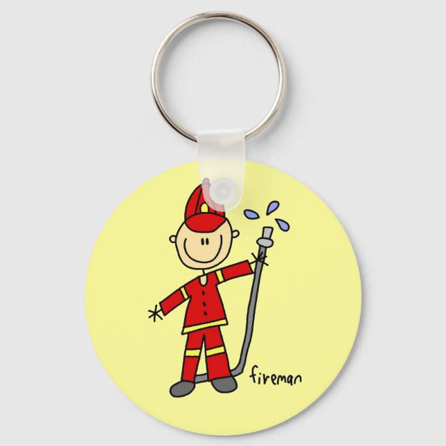 Fireman Stick Figure Key Ring (Front)