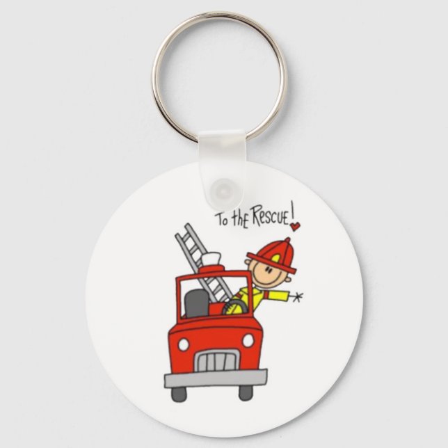 Fireman Stick Figure Key Ring (Front)