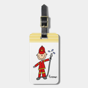 Fireman Stick Figure Luggage Tag
