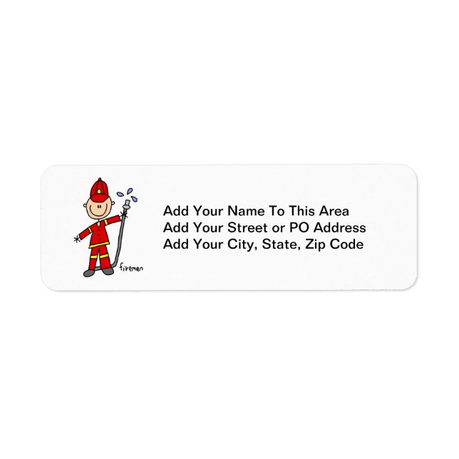 Fireman Stick Figure Return Address Label (Front)