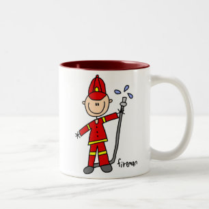 Fireman Stick Figure Two-Tone Coffee Mug