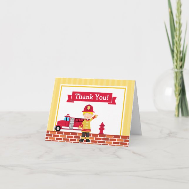 Fireman Thank You Card Folded Note Card (Front)