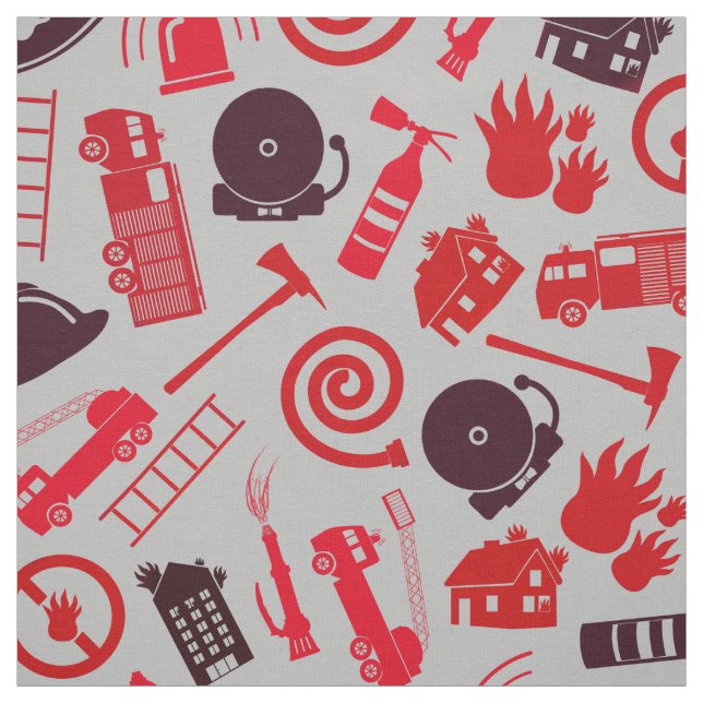 Fireman Tools and Symbols Grey Fabric (Swatch)