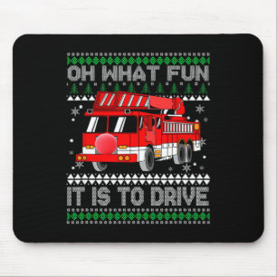 Fireman Ugly Christmas  - Fire Truck  Mouse Pad