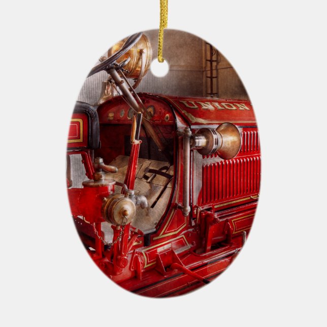 Fireman - Waiting for a call Ceramic Ornament (Front)