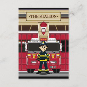 Fireman with Fire Engine RSVP Card