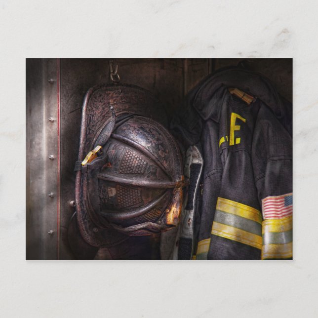 Fireman - Worn and used Postcard (Front)