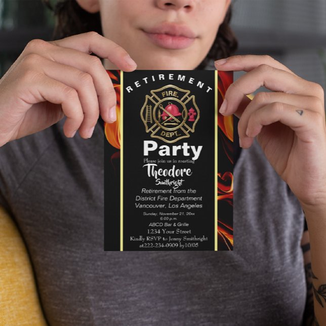 Fireman's Badge Firefighter Retirement Invitation (Creator Uploaded)