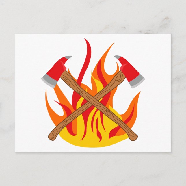 Fireman's Crossed Axes Postcard (Front)