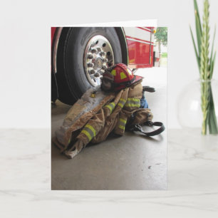 Fireman's gear and truck card