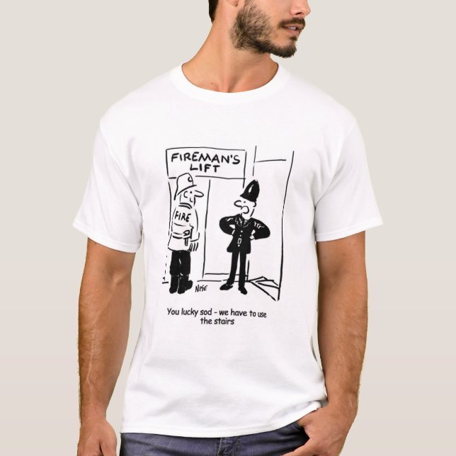 Fireman's Lift Cartoon T-Shirt (Front)