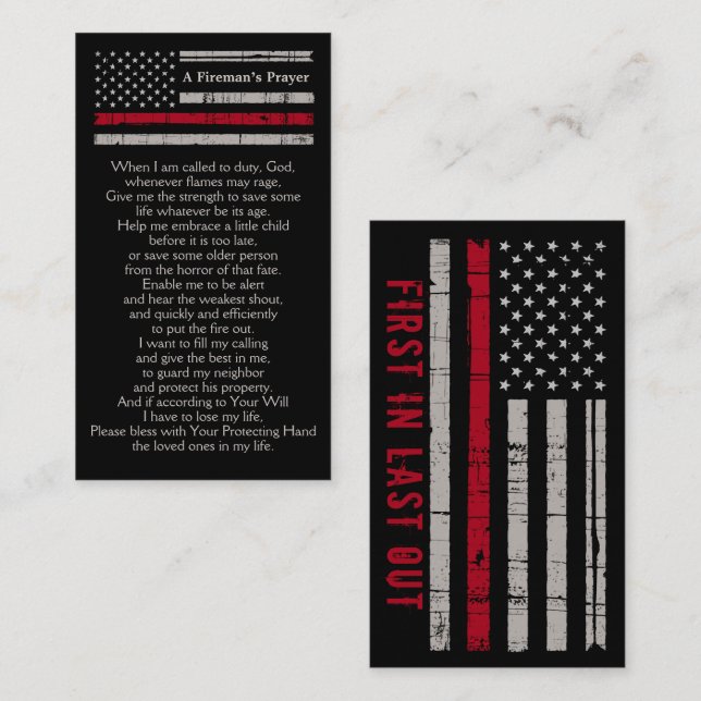 Fireman's Prayer Bulk Firefighter Thin Red Line Bu Business Card (Front/Back)