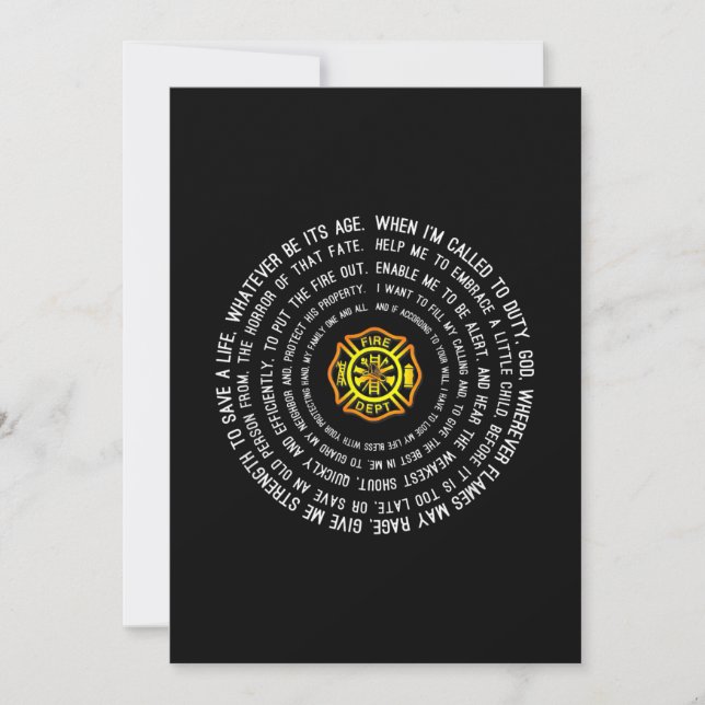 Firemans Prayer, Firefighter Motivational Holiday Card (Front)