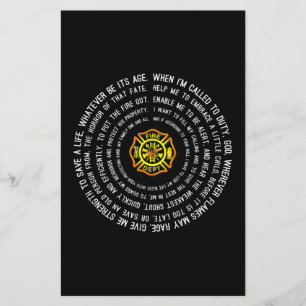 Firemans Prayer, Firefighter Motivational Stationery