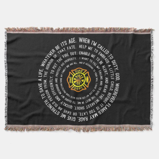 Firemans Prayer, Firefighter Motivational Throw Blanket (Front)