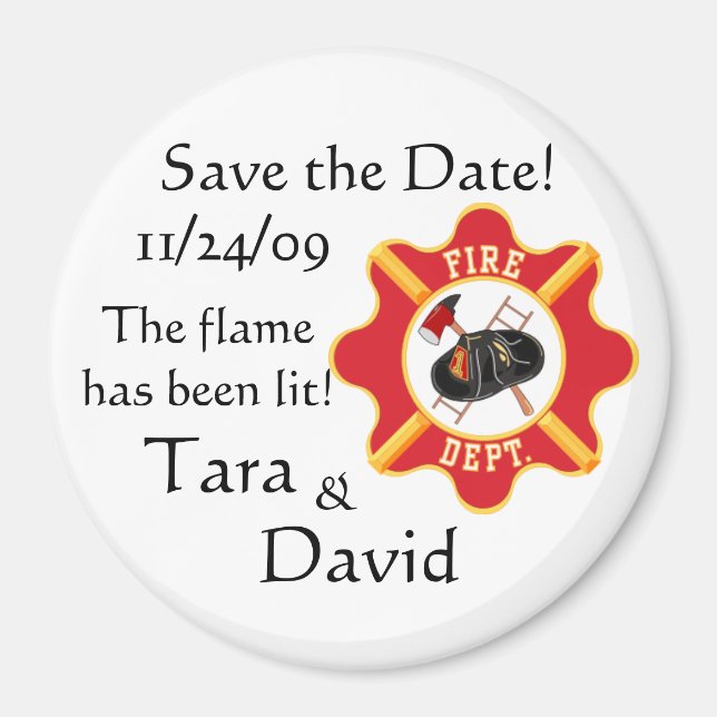 Fireman's Save the Date! Magnet (Front)