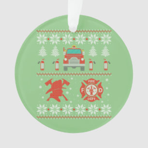 Firemen Firefighter Christmas Ugly Xmas Sweater Ornament