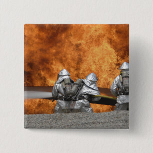 Firemen neutralise a fire 15 cm square badge